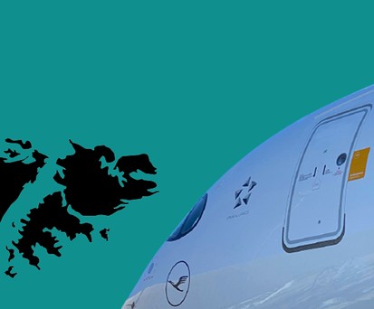 Karte der Falklandinseln, A350 mit Taufnamen Braunschweig: Wohin, wenn die Landung in Falkland nicht möglich ist?
