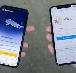 Apps von Lufthansa und Hopper: Ein Ziel suchen, ein anderes buchen.