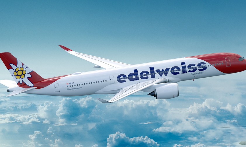 Airbus A350 von Edelweiss in neuer Bemalung. Ausgeliefert werden die sechs Flugzeuge in folgender Reihenfolge: HB-IHF, HB-IHC, HB-IHB, HB-IHA, HB-IHD und zuletzt HB-IHE.