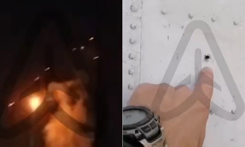 Der Beschuss der Antonov An-2,  ein Einschusloch: Glimpflich ausgegangen.