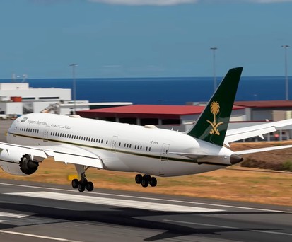 Die Landung der saudischen Boeing 787 in Funchal: Ungewöhnlicher Gast auf Madeira.