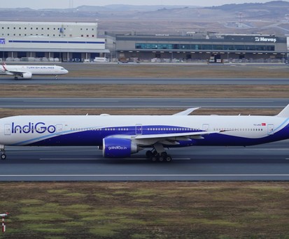 Boeing 777 von Indigo mit türkischer Kennung: Indigo hat zwei Maschinen von Turkish Airlines geleast.