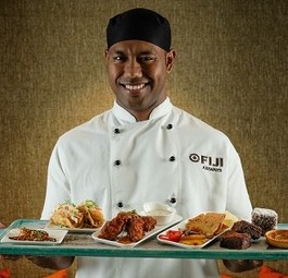 Essen in der Lounge von Fiji Airways: Soll manche Mahlzeit an Bord ersetzen.
