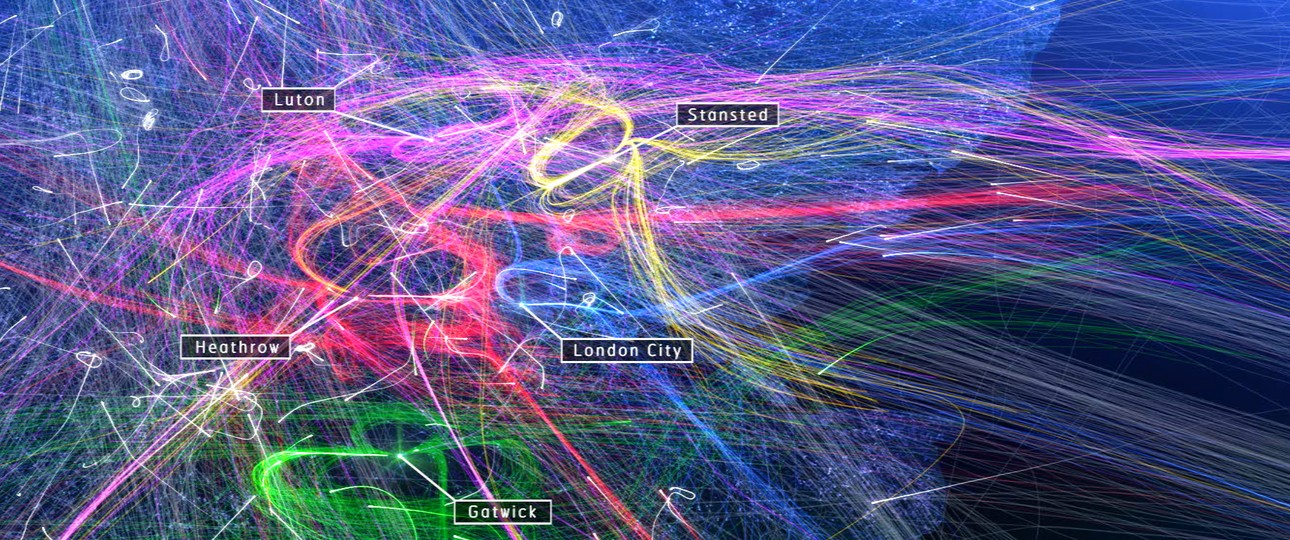 Visualisierung des Luftverkehrs in London: Ryanair ist unzufrieden.