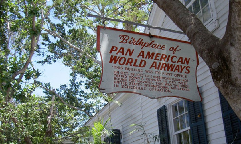 Pan American World Airways: Das erste Büro war auf Key West in Florida - noch heute erinnert ein nostalgisches Zeichen an den «Geburtsort» der Airline. Die Airline schaffte es nicht aus der Krise.