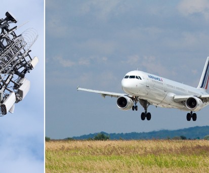 Sendemast und Flugzeug von Airbus France: Sicherheitswarnung.