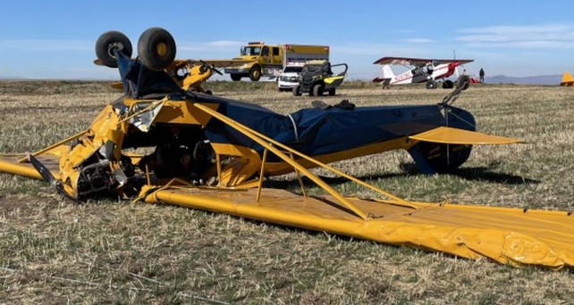 Die Piper PA-11 nach dem Unfall in Idaho: Vorausgegangen war ein Pumpkin drop,