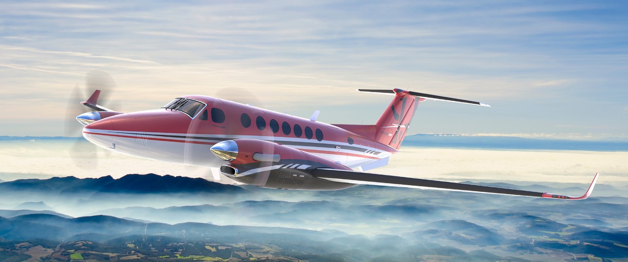 So sieht die Sonderedition der King Air 360 aus: Die Lackierung soll an die Anfänge des Flugzeugs erinnern.