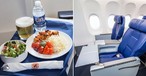 Business-Class-Essen und -Sitze: Hier will Sun Country Airlines abbauen.