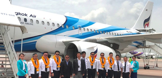 A319-Empfang bei Bangkok Airways im Juli: Bald sollen andere Flieger her.