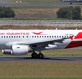 Airbus A319 von Air Mauritius: Schwierige Lage.
