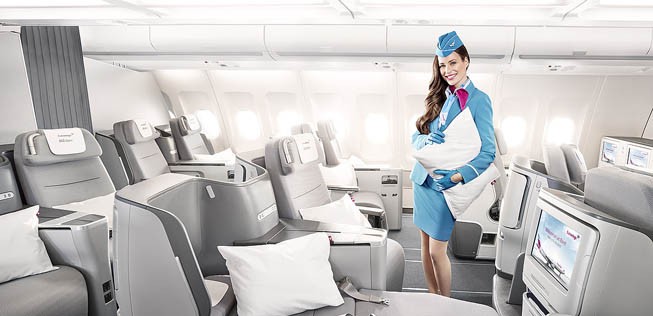 So sieht es in den Eurowings-Jets mit Business Class künftig ganz vorne aus.