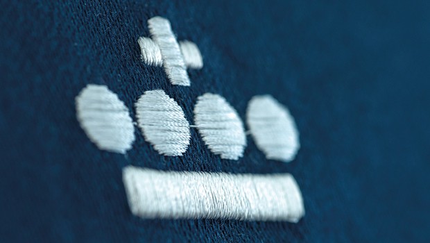 Luxuriöse Details: Designerakzenten, wie etwa eingestickten Logos in den Kopfbezügen.