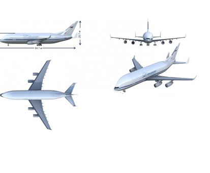 Die Dimensionen: Die Ilyushin Il-96-500T wird 64,7 Meter lang, die Rumpfhöhe beträgt 10,7 Meter, die Höhe beim Leitwerk 25,7 Meter. Die Spannweite beträgt wie bei der Il-96-400 60,1 Meter.