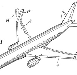Zeichnung aus den 1990er-Jahren: Boeing sicherte sich ein Patent für einklappbare Flügelspitzen. Damals konnte sich aber kein Kunde dafür begeistern.