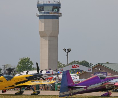 Der Tower vom Flughafen Oshkosh: In dieser Woche treffen sich Privatpiloten aus der ganzen Welt in Wisconsin.