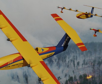 Erfolgreicher Beitrag: Dipper ist ein hybrid-elektrisches Amphibienflugzeug, entworfen vom Team der DHBW Ravensburg. Verteilte elektrische Antriebe durch sechs gegenläufige Propeller entlang der Spannweite sowie zwei Propeller an den Flügelspitzen steigern die aerodynamischen Eigenschaften. Diese Konfiguration erlaubt kurze Strecken für Start, Landung und Wasseraufnahme auf Wasserfreiflächen. Die Luftfahrzeugflotte besteht aus sechs Vehikeln, die über die zusätzlich entwickelte Software Aegis ferngesteuert, koordiniert und überwacht werden. Das Flugzeug kann zudem als Transport- oder Forschungsflugzeug in entlegenen und rauen Gebieten eingesetzt werden. Darüber hinaus ist auch eine Umrüstung für humanitäre Missionen nach Naturkatastrophen möglich.