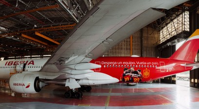 Iberia Weltmeisterschaft-Lackierung: Die Airline schickte den Airbus A330 nach Argentinien. 