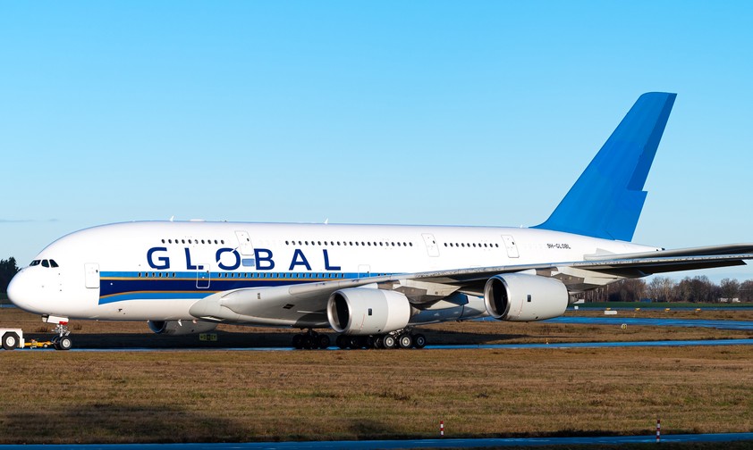 Airbus A380 von Global Airlines: Es geht vorwärts in Dresden.
