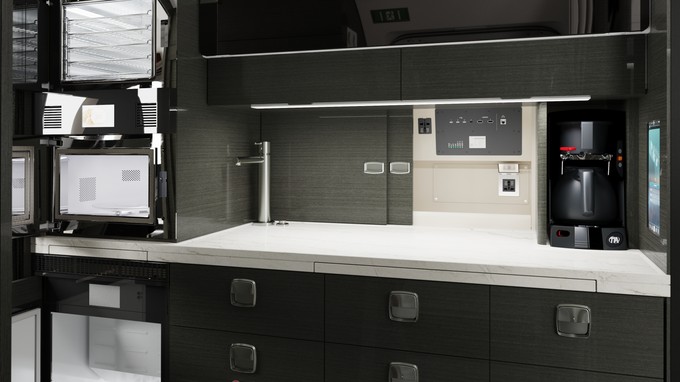 In der Praetor 600E bietet die Galley künftig mehr Platz. 