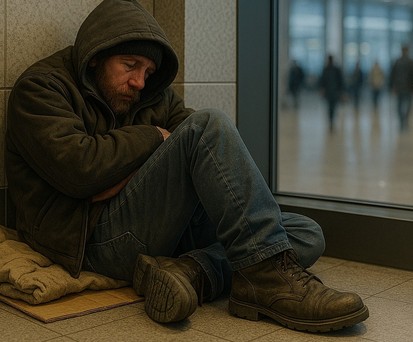 Obdachloser am Flughafen (Symbolbild): Das Terminal bietet Schutz.