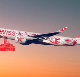 Die Wanderlust-Lackierung auf dem Airbus A350 von Swiss: Neckisches Detail.