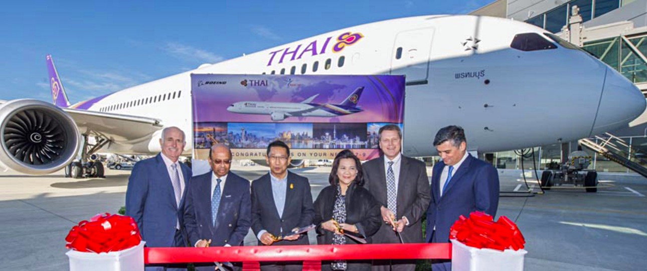 Boeing-787-Übernahme von Thai Airways im Jahr 2017: Damals mit Rolls-Royce-Triebwerken.