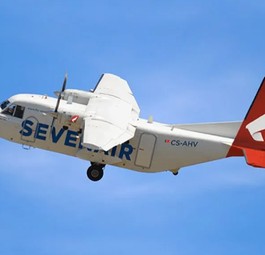 Eine Casa Aviocar C212 von Sevenair: Die Fluggesellschaft will fünf Maschinen des Typs verkaufen.