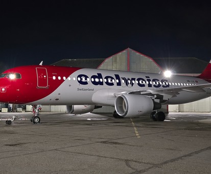 Airbus A320 von Edelweiss mit neuer Bemalung: Schon unterwegs.