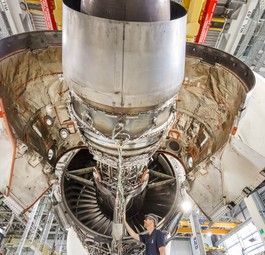Das Testtriebwerk von Rolls-Royce: Hängt in Derby in Großbritannien.