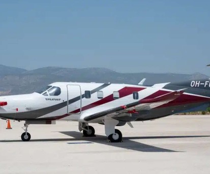 Ein Pilatus PC-12 von Fly 7: Zusammen mit Zela Jet wird das Flugzeug regelmäßig zwischen Griechenland und den Alpen unterwegs sein.