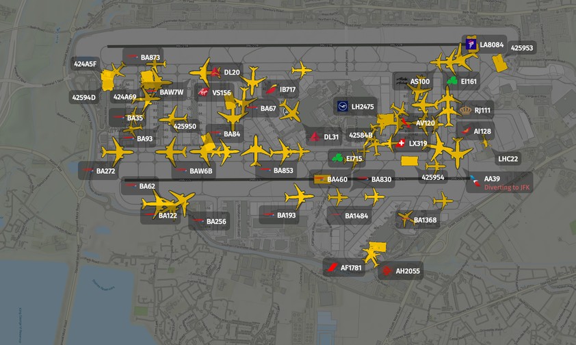 Flugzeuge in Heathrow: Alles steht still.