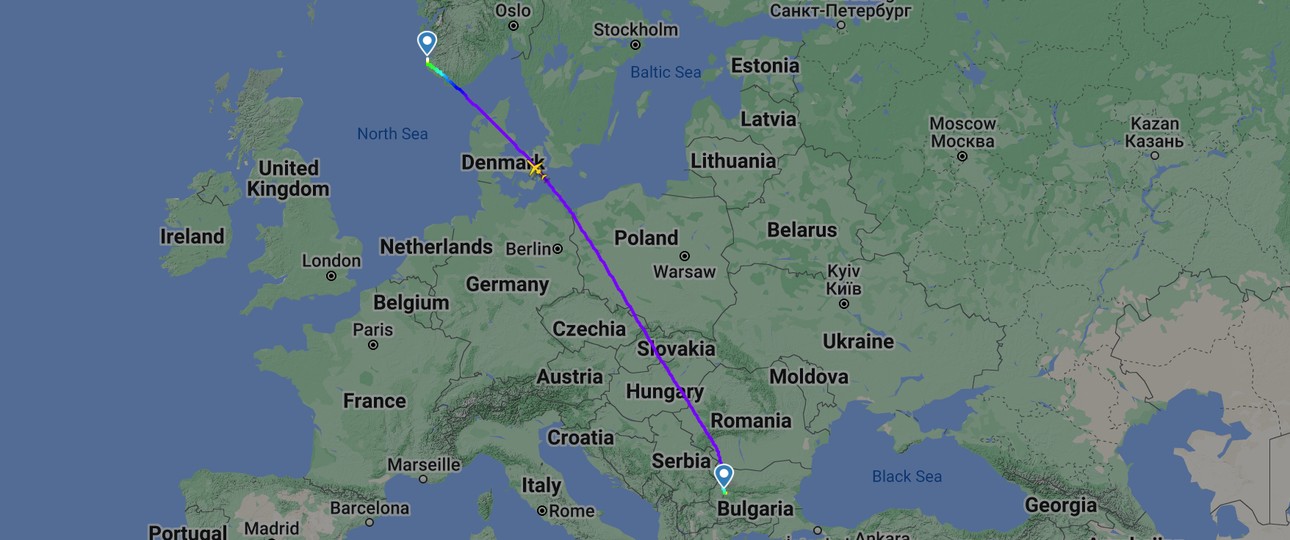 Boeing 717 unterwegs von Sofia nach Stavanger: Nur ein Teil einer langen Reise.