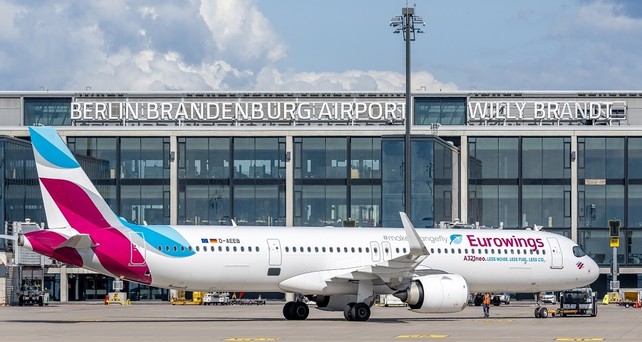 Eurowings Airbus A321 Neo am BER: Im Winter hat Eurowings elf Flugzeuge am BER.