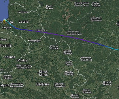 Der Flugverlauf: Flug RCH4555 war rund 1:15 Stunde unterwegs.