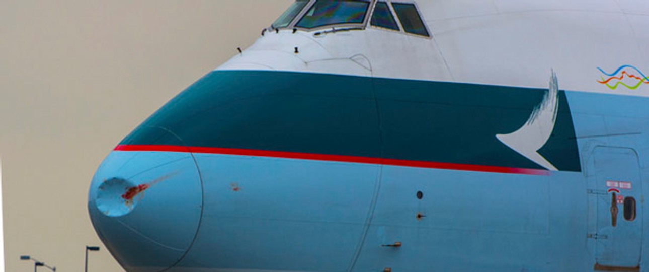 Die Spitze einer getroffenen Boeing 747: Kräftiger Aufprall.
