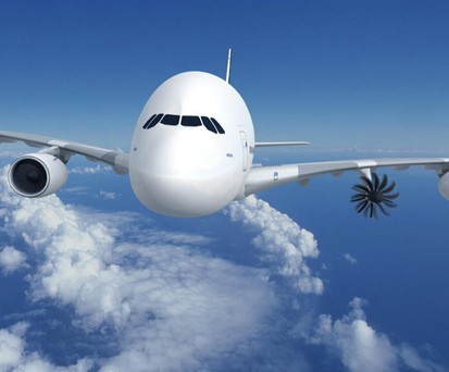 A380 mit Open-Fan-Triebwerk: In der zweiten Hälfte des Jahrzehnts soll er abheben.