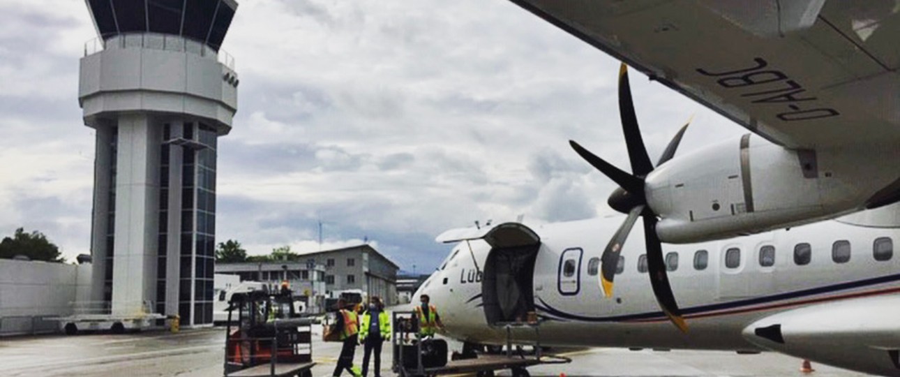 ATR 72 von Lübeck Air in Bern: Neue Destination.