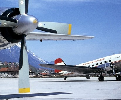 Austrian Airlines in den 60er Jahren am Flughafen Innsbruck: Lange Geschichte.