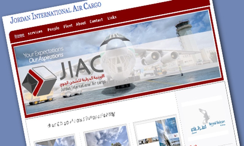Die Webseite von Jordanian International Air Cargo: Heute offline.