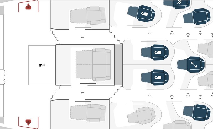 Sitzplan des Airbus A350 von Swiss: Die First ist bei Europaflügen nicht buchbar.