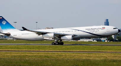 Der AIrbus A340 der iranischen Regierung: Soll zerstört worden sein.