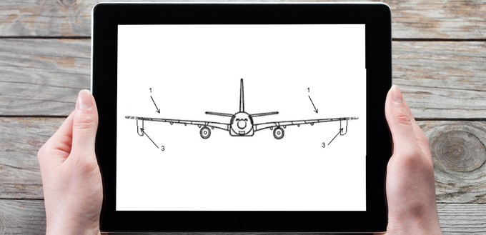 Eine Zeichnung aus Airbus' Patentantrag aus dem Jahr 2014: Der europäische Flugzeugbauer ...