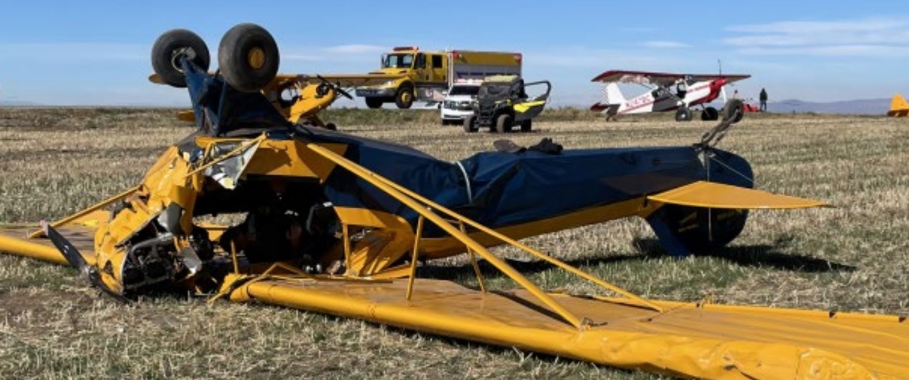 Die Piper PA-11 nach dem Unfall in Idaho: Vorausgegangen war ein Pumpkin Drop.