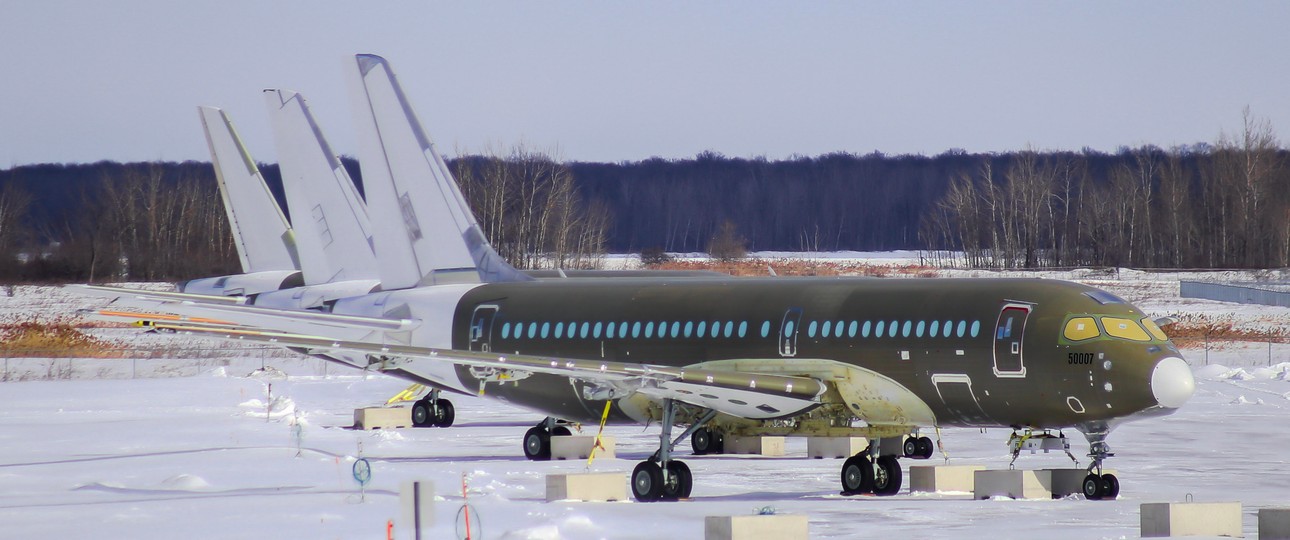 Die drei geparkten Airbus A220: Zukunft ungewiss.