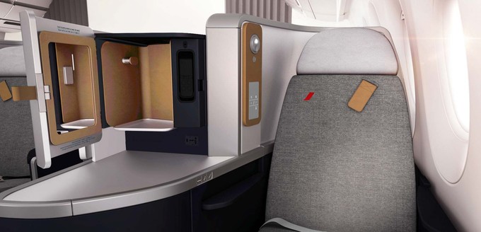 Sitz der neuen Business-Klasse der speziellen Ferien-Boeing 777 von Air France: Mit 14 Plätzen bleibt die Zahl der Sitzplätze dort gleich.