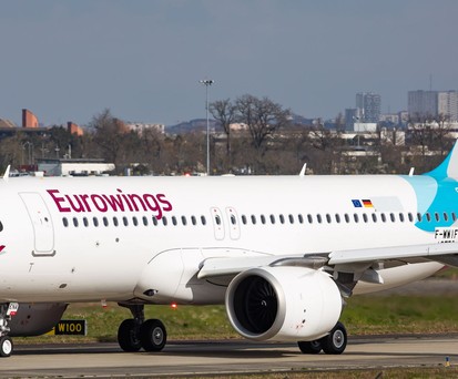Der erste A320 Neo von Eurowings mit neuen, nicht ausfahrbaren Landelichtern.