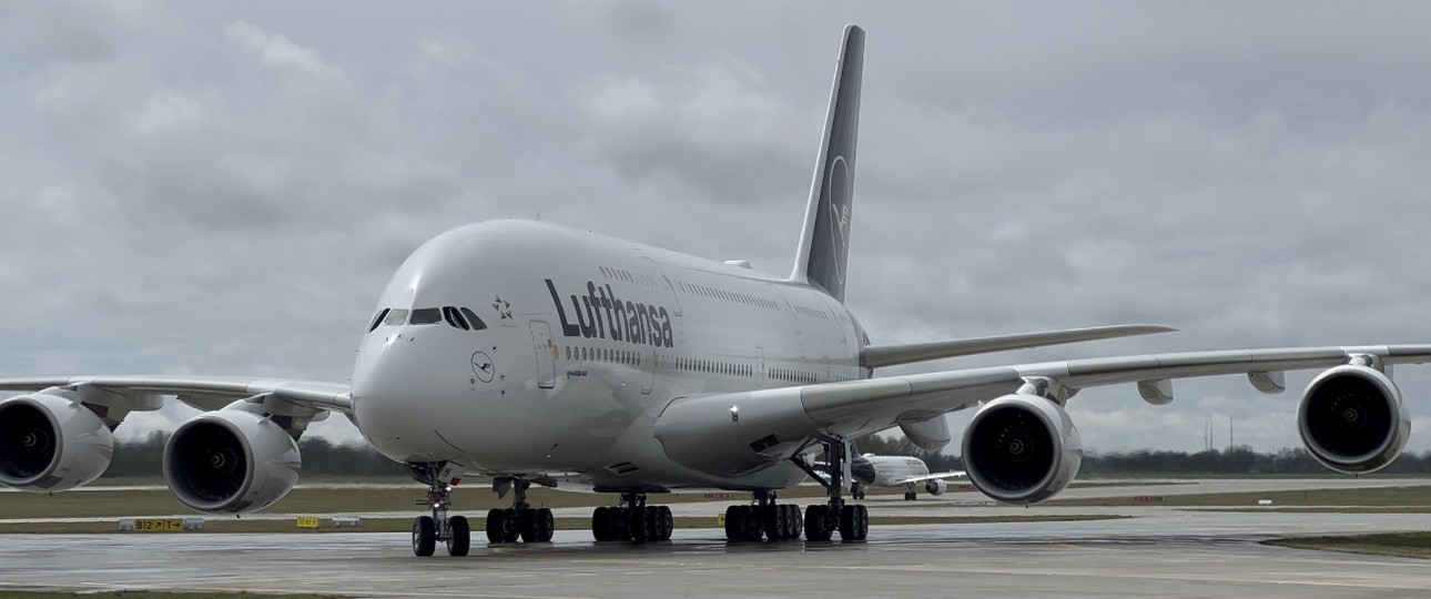 Lufthansa Airbus A380: Wieder in München.