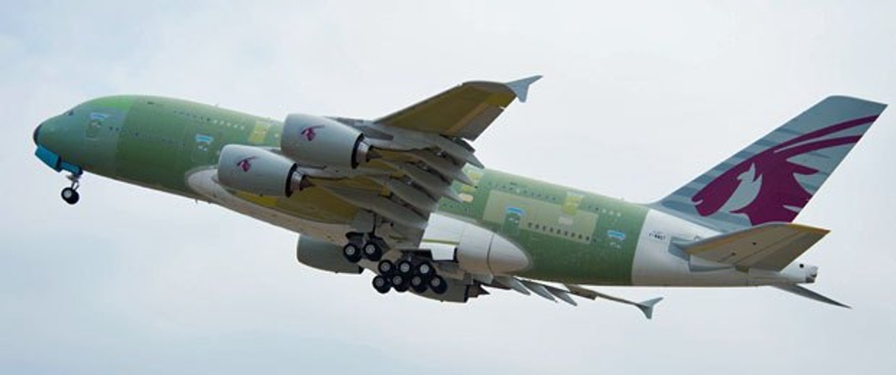 A380 von Qatar: Erst im Oktober hebt er wirklich ab.
