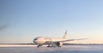 Die Boeing 77 in Goose Bay: Eisige Temperaturen.